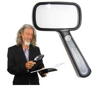 EasY Magnifier Grande Loupe de Lecture 2.0X (200%) avec Lumière LED Senior; Loupe avec Batterie Rechargeable USB, Lentille Loupes Grossissante Lumineuse Rectangulaire de Travail
