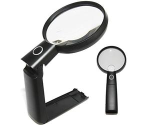 EasY Magnifier Loupe de Lecture 2.0X/4.0X avec Lumière LED sur Pied; Lunettes Loup Eclairante Frontale pour malvoyant, Lentille Loupes Grossissante Lumineuse de Travail