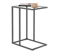 Easy Paws Table d'appoint en forme de C, petite table d'appoint en verre trempé en forme de C, table de canapé et table de chevet, plateau TV pour petit espace, noir