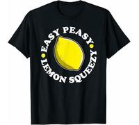 Easy Peasy Lemon Squeezy Funny Lemonade Pun Tee Round Neck Unisex Tops Men's 100% Cotton Short-Sleeve T-Shirts XXXL
