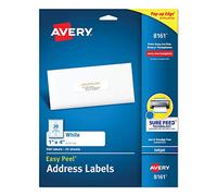 Easy Peel White Address Labels w/ Sure Feed Technology, Inkjet Printers, 1 x 4, White, 20/Sheet, 25 Sheets/Pack