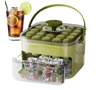 Easy Press Machine à glaçons avec récipient et pelle | Bac à glaçons à 25 compartiments avec couvercle | Moule à glace réutilisable pour cocktails, whisky, café | Facile à utiliser