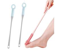 Easy-Reach Deep Cleaning Foot Brush, 15.7" Foot Scrubber for Wet or Dry Brushing, Anti-Itch Exfoliating Brush, Ideal for Seniors, Expecting Mothers, Men & Women (Blue)