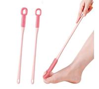 Easy-Reach Deep Cleaning Foot Brush, 15.7" Foot Scrubber for Wet or Dry Brushing, Anti-Itch Exfoliating Brush, Ideal for Seniors, Expecting Mothers, Men & Women (Pink)