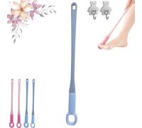 Easy-Reach Deep Cleaning Foot Brush, Foot Scrubber for Wet or Dry Brushing, Toe Gap Cleaning Brush with Long Handle,Silicone Body Scrubber Set for Elderly Senior Men Women (Pink-Long Haired)