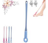 Easy-Reach Deep Cleaning Foot Brush, Foot Scrubber for Wet or Dry Brushing, Toe Gap Cleaning Brush with Long Handle,Silicone Body Scrubber Set for Elderly Senior Men Women (Blue-Long Haired)