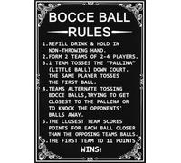 Easy Read Bocce Ball Rules Vintage Metal Sign for Garage 8 X 12 in