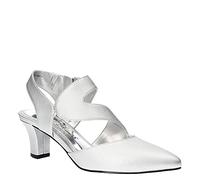Easy Street Women's Venue Dress Shoe Pump, Silver Satin/Gore, 9.5 Wide
