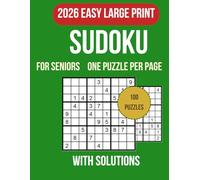 Easy Sudoku for Seniors: Large Print, 100 Puzzles with Solutions, 2 Per Page? Gentle on the Eyes, Beginner-Friendly Brain Game for Stress Relief, Memory Improvement, and Mental Stimulation