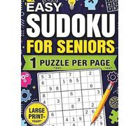Easy Sudoku for Seniors Large Print: Big Print Sudoku Book for Seniors and Beginners with Solutions | Sudoku 1 Puzzle Per Page | Brain Games for Adults & Seniors