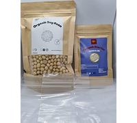 Easy TEMPEH Kits de démarrage Tempeh bio, soja bio, plastique et manuel (démarreur de 35 g, soja biologique 200 g, 3 plastiques)