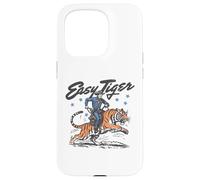 Easy Tiger, Cowboy Amusant, chevauchant Un Tigre, Western rétro Coque pour iPhone 15 Pro