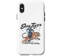 Easy Tiger, Cowboy Amusant, chevauchant Un Tigre, Western rétro Coque pour iPhone X/XS