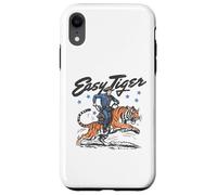 Easy Tiger, Cowboy Amusant, chevauchant Un Tigre, Western rétro Coque pour iPhone XR