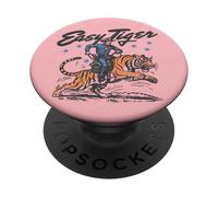 Easy Tiger, Cowboy Amusant, chevauchant Un Tigre, Western rétro PopSockets PopGrip Adhésif