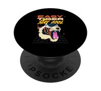 Easy Tiger Stay Cool (Relax Statement & Graphique Gamer des années 80) PopSockets PopGrip Adhésif
