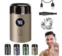 Easy Trim Rasoir, Easy Trim Pro 2.0, Mini Rasoir Electrique Homme, Rasoir de Voyage Lavable, Humide et Sec, avec Écran LED, Rechargeable par USB (Brun)