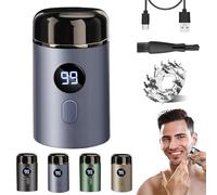 Easy Trim Rasoir, Easy Trim Pro 2.0, Mini Rasoir Electrique Homme, Rasoir de Voyage Lavable, Humide et Sec, avec Écran LED, Rechargeable par USB (Bleu)
