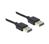 DeLOCK Câble USB 2.0 A-A 3m Noir - Connecteurs Mâle/Mâle - Spécification USB 2.0 - Longueur 3 mètres - Réf: 83462