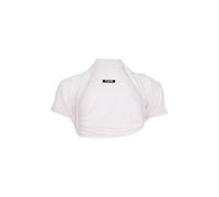 Easy Young Fashion 3009 Boléro pour femme à manches courtes - Élastique et moulant - Veste à épaules basiques - Veste douce à l'avant ouverte, Blanc., 32-38