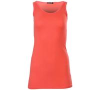 Easy Young Fashion - Débardeur basique pour femme - Haut long sans manches extra long - Coupe skinny 9002 - Taille unique, corail, taille unique