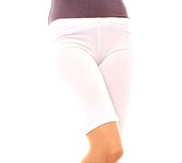 Easy Young Fashion Legging basique pour femme - Short de cyclisme élastique en viscose - Sous-vêtement court en coton - 1008 - Taille unique (XS-M), Blanc., 36-40