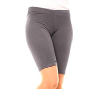 Easy Young Fashion - Legging court basique pour femme - Short de cyclisme élastique en viscose - Sous-short court en coton 1077 - Taille unique (XS-M), gris foncé, 36 FR/40 FR