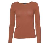Easy Young Fashion T-shirt à la mode pour femmes - Manches longues - Col rond - Marron - 40