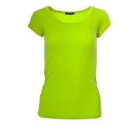 Easy Young Fashion - T-shirt basique à col rond pour femme - Sous-vêtement à manches courtes - Coupe skinny 1001, vert pomme, L