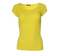 Easy Young Fashion - T-shirt - Uni - Col Rond - Femme - Jaune - 40