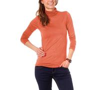 Easy Young Fashion - Top à manches longues - Chemise longues manches - Uni - Col roulé - Manches longues - Femme Taille Unique - Orange - Taille Unique