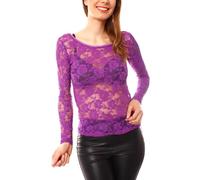 Easy Young Fashion - Top à manches longues - Uni - Femme - Violet - Taille Unique