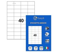 Easy8 52x30 mm - 100 Feuilles - Étiquettes Adhésives A4, Blanches, Sans Bordure, Imprimables, Compatibles Laser/Jet d’Encre/Photocopieur