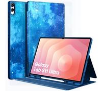 EasyAcc Coque Compatible avec Galaxy Tab S11 Ultra 14,6 Pouces 2025 avec Pen Porte-Stylet, Étui Fin Support Folio Fin Visualisation Multi-Angles,Motif d'étoile Bleue