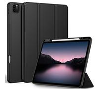 EasyAcc Coque Compatible iPad Pro 12,9 Pouces 6/5/4/3ème Génération (Modèle 2022/2021/2020/2018) avec Porte-Stylo, Coque Arrière Flexible en TPU avec Fonction Support - Noir