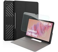 EasyAcc Coque Etui Compatible pour Samsung Galaxy Tab Plus 11,5 Pouces avec Verre Trempé, Protection Ultra Fin en Cuir PU avec Fonction Support pour TB351FU - Noir