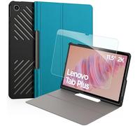 EasyAcc Coque Etui Compatible pour Samsung Galaxy Tab Plus 11,5 Pouces avec Verre Trempé, Protection Ultra Fin en Cuir PU avec Fonction Support pour TB351FU - Vert foncé