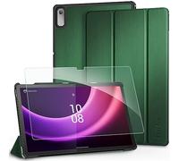 EasyAcc Coque Étui pour Lenovo Tab P11 2nd Gen 11.5 Pouces 2022 TB350FU/TB350XU avec en Verre trempé, Ultra Mince Housse avec Fonction Support et Veille Automatique et réveil Automatique,Vert foncé