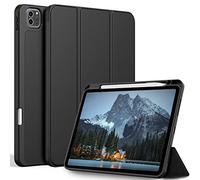 Easyacc Coque pour ipad Pro 11 Pouces 2022/2021/2020/2018 avec Porte-Stylet, Support La Charge De 2e Pencil,Coque ArrièRe Flexible en TPU avec Fonction Support - Noir