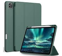 Easyacc Coque pour ipad Pro 11 Pouces 2022/2021/2020/2018 avec Porte-Stylet, Support La Charge De 2e Pencil,Coque ArrièRe Flexible en TPU avec Fonction Support - Vert Nuit