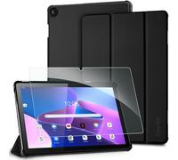 EasyAcc Coque pour Lenovo Tab M10 3e Génération 10.1 Pouces 2022 (TB328FU/TB328XU) avec en Verre Trempé, Étui pour Lenovo Tab M10 3e Génération 10.1,Noir
