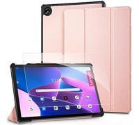EasyAcc Coque pour Lenovo Tab M10 Plus 3ème Génération TB125/TB128 2022 en Verre trempé, Housse Étui avec Fonction Support, Rose