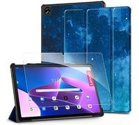 EasyAcc Coque pour Lenovo Tab M10 Plus 3ème Génération TB125/TB128 2022 en Verre trempé, Housse Étui avec Fonction Support,Étoile Bleue