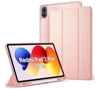 EasyAcc Coque pour Redmi Pad 2 Pro 12,1 Pouces 2025 Tablette avec Porte-Stylet, Étui de Protection Fin avec Support pour Redmi Pad 2 Pro 2025, Or Rose
