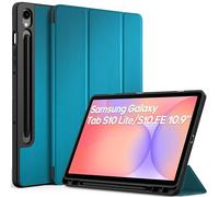 EasyAcc Coque pour Samsung Galaxy Tab S10 Lite 10,9 Pouces 2025 / S10 FE 10,9 2025 / S9 FE 10,9 / S9 11 Pouces 2023 avec Pen Porte-Stylet, Étui de Protection Ultra Fin Housse en TPU, Paon Bleu