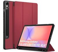 EasyAcc Coque pour Samsung Galaxy Tab S10 Lite 10,9 Pouces 2025 / S10 FE 10,9 2025 / S9 FE 10,9 / S9 11 Pouces 2023 avec Pen Porte-Stylet, Étui de Protection Ultra Fin Housse en TPU, Vin Rouge