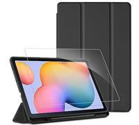 EasyAcc Étui pour Samsung Galaxy Tab S6 Lite 10,4 Pouces 2024/2022/2020 avec Verre Trempé - Ultra Mince vec Couvercle Léger Étui en Cuir PU pour Tablettes（Noir）