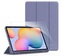 EasyAcc Étui pour Samsung Galaxy Tab S6 Lite 10,4 Pouces 2024/2022/2020 avec Verre Trempé - Ultra Mince vec Couvercle Léger Étui en Cuir PU pour Tablettes (Violet)