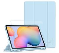 EasyAcc Étui pour Samsung Galaxy Tab S6 Lite 10,4 Pouces 2024 2022 2020 avec Verre Trempé - Ultra Mince vec Couvercle Léger Étui en Cuir PU pour Tablettes（Bleu Clair）