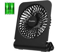 EasyAcc Mini Ventilateur de Table 4000mAh Rechargeable 16H Ventilateur de Batterie Portable Silencieux USB-C 4 Vitesses Puissant Pliable Détachable pour Bureau Voyage-Noir